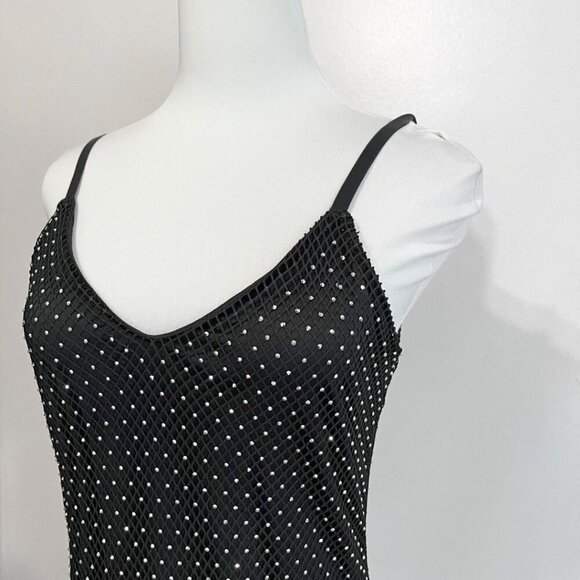 NWT HAUTE HIPPIE BLACK RHINESTONE MESH EMBELLISHED DRESS - Picture 5 of 13